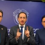 Ministre marocain Nasser Bourita et vice-président colombien José Manuel Restrepo lors de l'annonce de la reconnaissance du Sahara marocain par la Colombie.