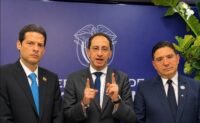 Ministre marocain Nasser Bourita et vice-président colombien José Manuel Restrepo lors de l'annonce de la reconnaissance du Sahara marocain par la Colombie.
