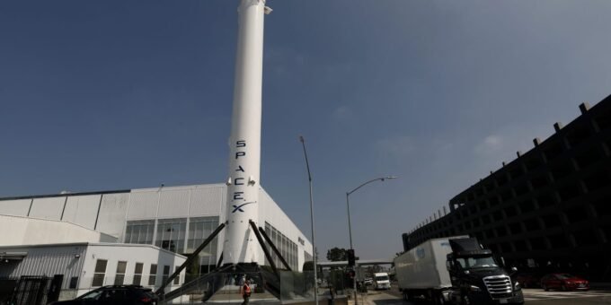 SpaceX Starship rocket launch with a backdrop of a power plant, symbolizing energy needs