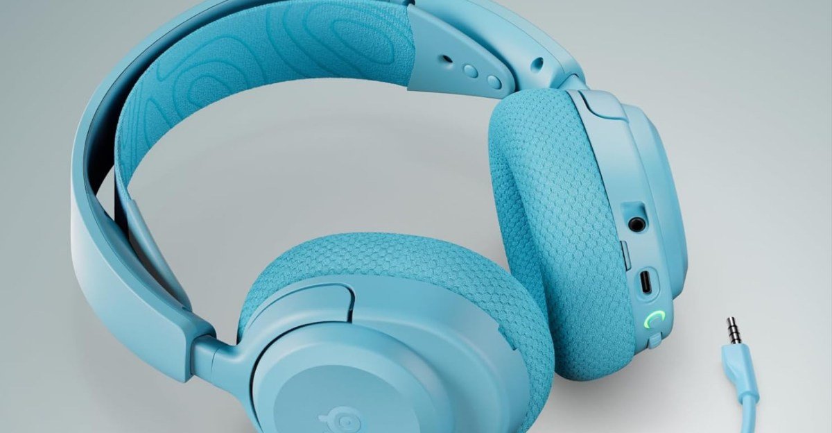 SteelSeries Arctis Nova 3P wireless gaming headset in eye-catching cyan