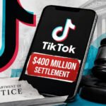 Illustration of a smartphone displaying the TikTok logo with a shield icon, symbolizing child online safety and legal action.