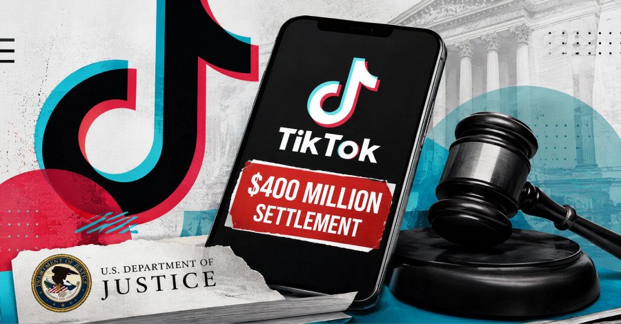 Illustration of a smartphone displaying the TikTok logo with a shield icon, symbolizing child online safety and legal action.