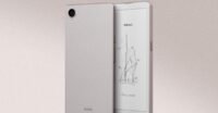 The Boox Palma 3 e-reader with its sleek anodized aluminum frame and paperlike fiberglass backplate, showcasing its compact design.