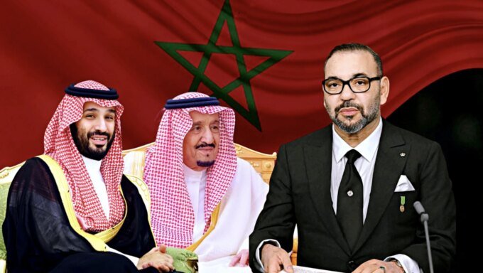 صورة تجمع الملك محمد السادس والملك سلمان بن عبد العزيز، أو علمي المغرب والسعودية، أو خريطة المنطقة تبرز الترابط الأمني.