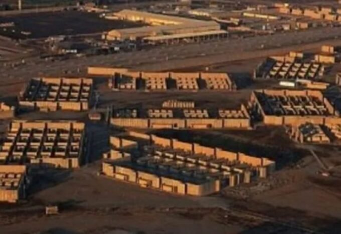 صورة جوية لقاعدة فيكتوريا أو مركز الدعم الدبلوماسي التابع للسفارة الأمريكية في مطار بغداد الدولي.