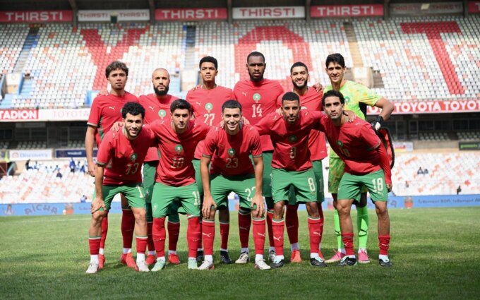 صورة لاعبي المنتخب المغربي خلال مباراة ليسوتو