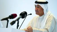 صورة للأمين العام لمجلس التعاون الخليجي جاسم محمد البديوي أو لآثار هجوم صاروخي في السعودية