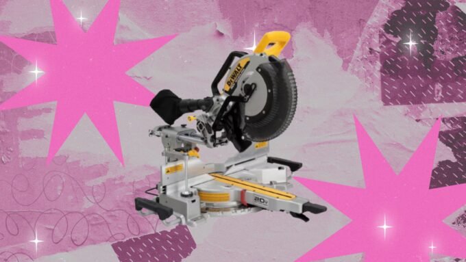 DeWalt 20-volt 12-inch cordless double bevel sliding compound miter saw on a workbench.