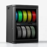 FilaDC i10 filament dehumidifying cabinet with multiple spools of 3D printer filament inside