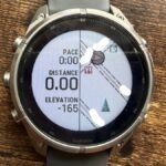 Close-up view of the Garmin Fenix 9 Pro Solar 47mm Titanium GPS Smartwatch on a wrist, displaying a map or activity data.