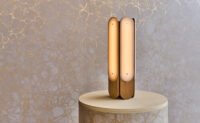 Hollis+Morris Beaufort lighting collection showcasing various pendants, sconces, and table lamps made from wood and sandblasted acrylic.