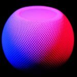 Rendu du HomePod mini 2 d'Apple avec ses cinq coloris : blanc, noir, vert, rose et bleu.
