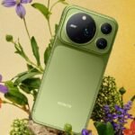 Honor Magic 9 Pro Max smartphone in mossy green, showcasing its large circular camera module.