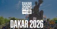 Logo des Jeux olympiques de la jeunesse Dakar 2026 avec des athlètes en action et des symboles sénégalais.