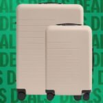 Quince Expandable Small Carry-On and Large Check-In Suitcase Set in a minimalist design