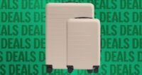 Quince Expandable Small Carry-On and Large Check-In Suitcase Set in a minimalist design