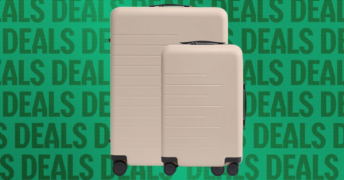 Quince Expandable Small Carry-On and Large Check-In Suitcase Set in a minimalist design
