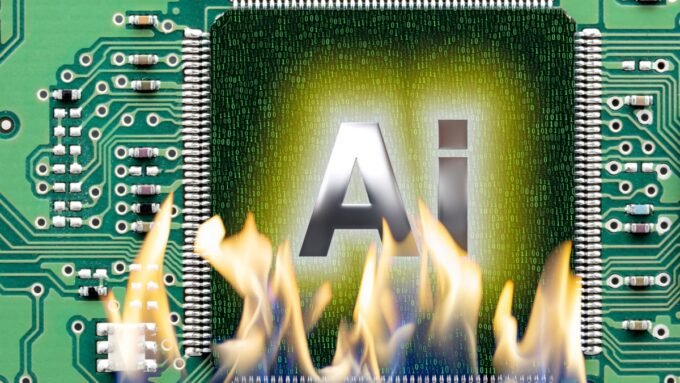 An abstract representation of artificial intelligence, possibly a brain-like network or glowing circuitry, symbolizing self-improvement and advanced technology.