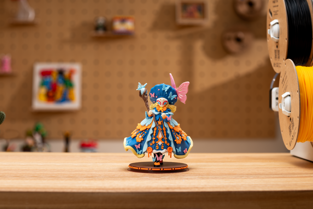 Night Elf 3D model, shared by @SUN3D on Snapmaker Space, showcasing a multi-color print.