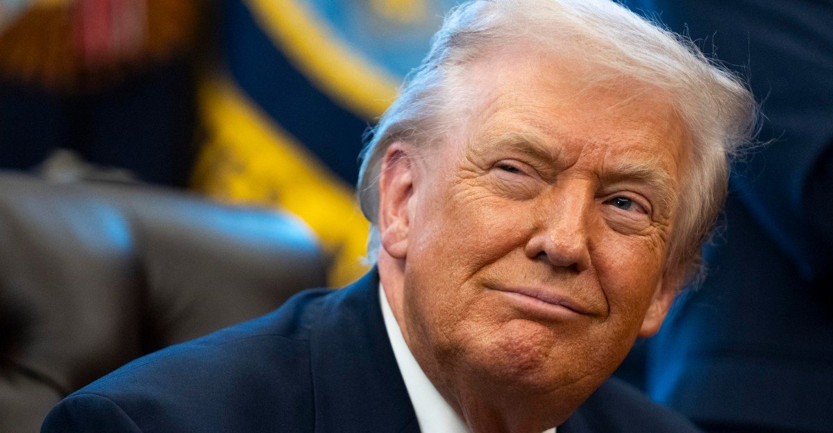 President Donald Trump flanked by tech CEOs Jensen Huang and Elon Musk, announcing the 'Super Intelligence' executive order.