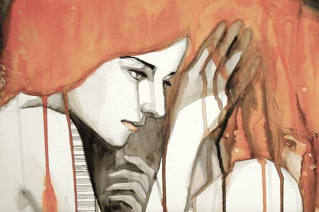 A person looking thoughtfully at a phone, reflecting on misinterpreted messages and emotional projections.