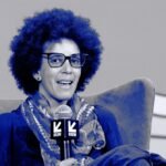 Timnit Gebru, a prominent AI researcher and critic, speaking at a conference.