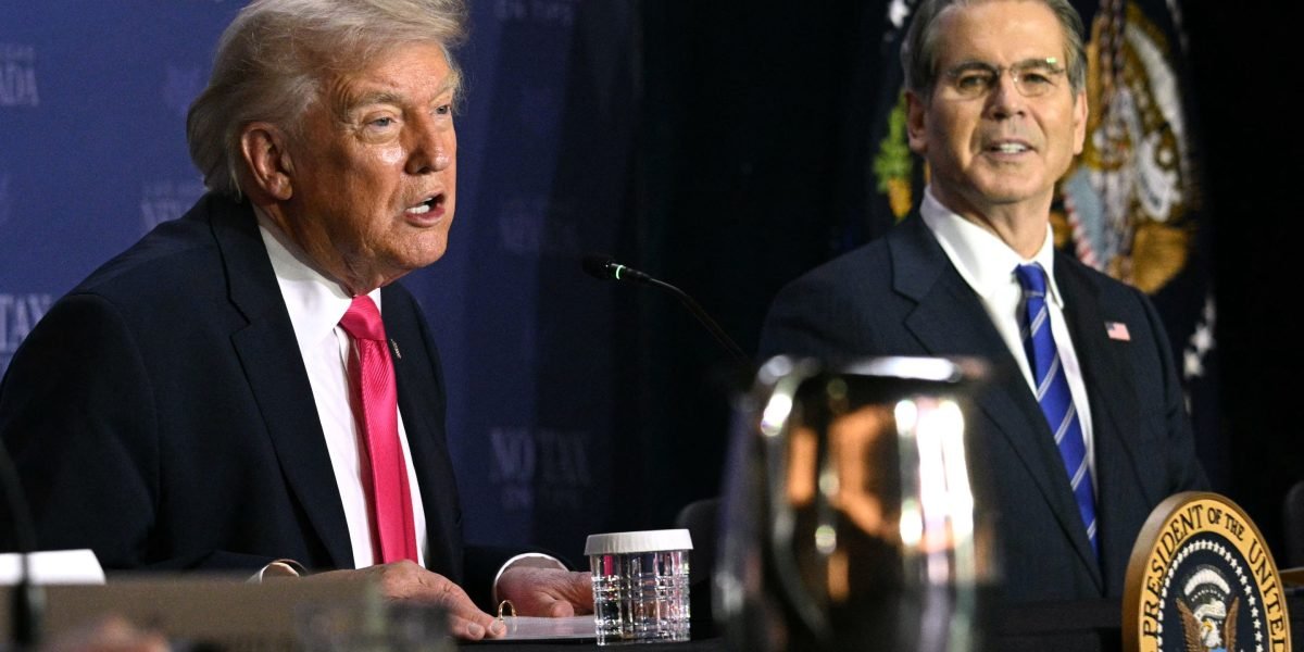 Unprecedented Trading: Trump's July Transactions Dwarf Treasury Secretary's Annual Total 3 A visual representation of stock market activity with an overlay of Donald Trump's profile, symbolizing his extensive financial transactions.