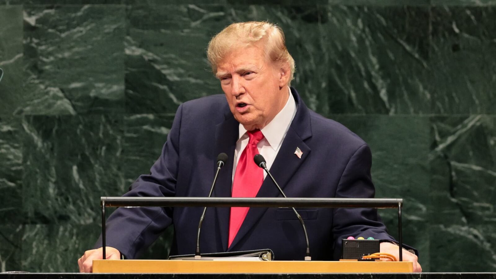U.S. President Donald Trump speaking at the United Nations General Assembly on September 22, 2026.