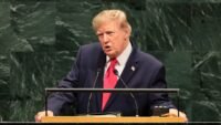 U.S. President Donald Trump speaking at the United Nations General Assembly on September 22, 2026.