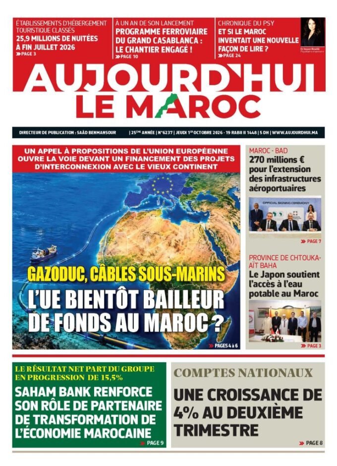 Page d'accueil d'un journal électronique affichant des titres sur l'économie, le sport et la culture au Maroc, avec un cadenas symbolisant l'accès abonné.