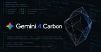 A visual representation of Google Gemini 4 Carbon's AI capabilities in cybersecurity, possibly showing code, a shield, or a network diagram.