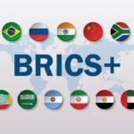 Carte du monde mettant en évidence les pays membres des BRICS+, symbolisant l'émergence d'un nouvel ordre international.