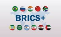 Carte du monde mettant en évidence les pays membres des BRICS+, symbolisant l'émergence d'un nouvel ordre international.