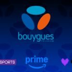 Visuel promotionnel des forfaits B&You 5G avec les logos d'Amazon Prime, Deezer et beIN SPORTS, symbolisant le choix des services inclus.