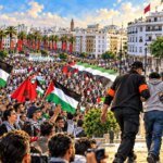 متظاهرون يرفعون الأعلام الفلسطينية في احتجاج سلمي بطنجة يواجهون بالقوة