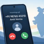 A smartphone screen displaying an incoming call with a registered caller name, symbolizing India's new caller ID mandate.