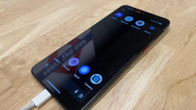 A demo version of Ledger's Atom wallet, a smartphone-like device for managing digital assets.