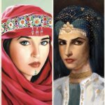 Illustration représentant quatre figures féminines historiques du Maroc, symbolisant leur pouvoir et leur influence politique à travers les siècles.
