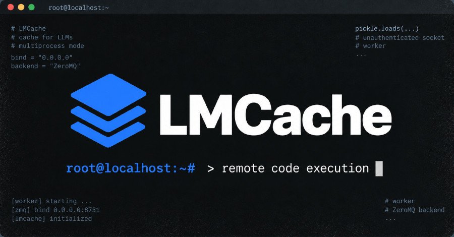 Illustration of a padlock over a server rack, symbolizing a critical cybersecurity vulnerability in LMCache affecting LLM servers.