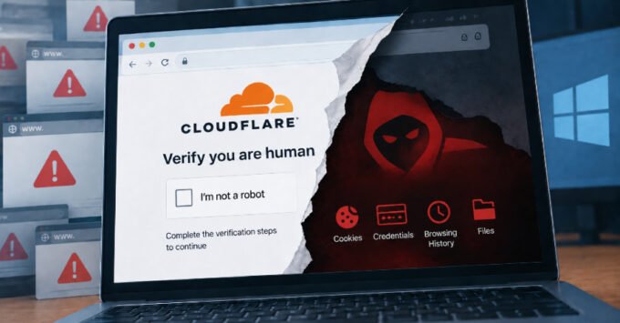 Illustration of a lock and a cloud icon, symbolizing compromised Cloudflare security and data theft.