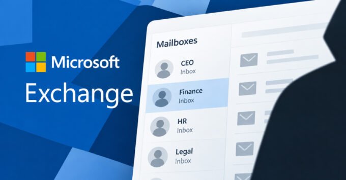 Illustration of a lock icon over a Microsoft Exchange Server logo, symbolizing a security vulnerability and the need for protection.
