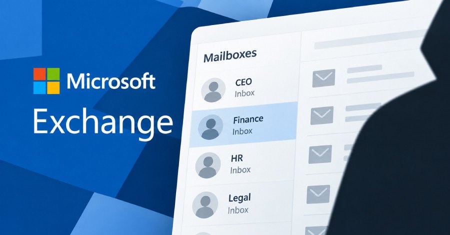 Illustration of a lock icon over a Microsoft Exchange Server logo, symbolizing a security vulnerability and the need for protection.