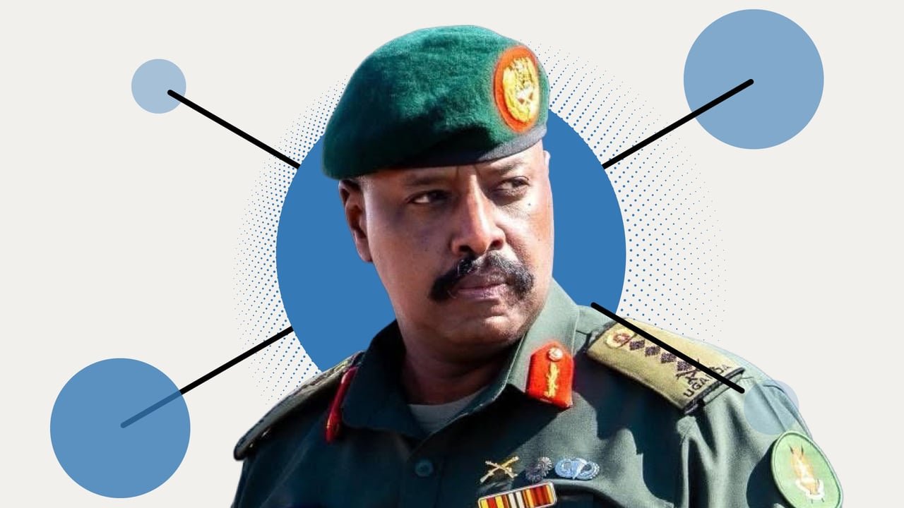 Portrait du chef d'état-major des armées ougandaises, Muhoozi Kainerugaba, symbolisant son influence croissante.