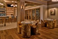 Interior view of Napa Bistro and Wine Bar Stonecrest in Charlotte, showing a blend of French bistro and Napa Valley farmhouse design elements.