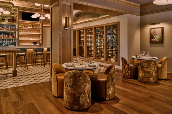 Charlotte's Culinary Gem: FictionWorks Blends Napa Charm with Parisian Elegance at Stonecrest 9 Interior view of Napa Bistro and Wine Bar Stonecrest in Charlotte, showing a blend of French bistro and Napa Valley farmhouse design elements.