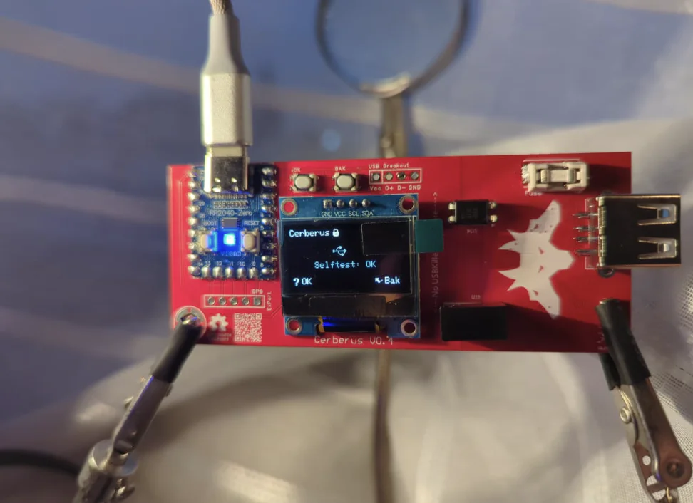 OSHWA certification logo alongside examples of certified open source hardware projects like PhotogateV2, ChamberFlux, and Cerebus.