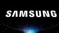 Samsung logo illuminated at Mobile World Congress, symbolizing its leadership in AI and mobile technology.