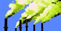 An illustration depicting power lines and data center infrastructure, symbolizing the United States' evolving energy landscape and policy shifts.