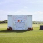 La golfeuse Georgia Hall et des représentants de CIH Bank et Mastercard lors de la World Elite Cup à El Jadida.